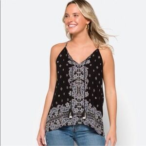 LUQ Black Design Rayon Tank top from Stitch Fix Size S